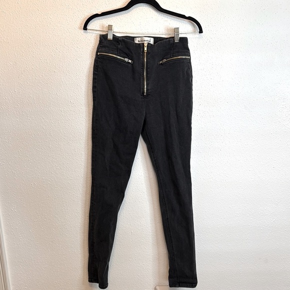 REFORMATION Black Stone Washed Niki Zipper Jeans Argentine Wash Stretch Size 27 - Picture 4 of 13